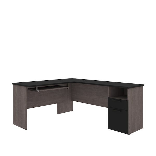 Norma L-Shaped Desk, Black & Bark Gray